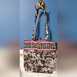 Vera Bradley Brown and Pink Floral Tote Bag